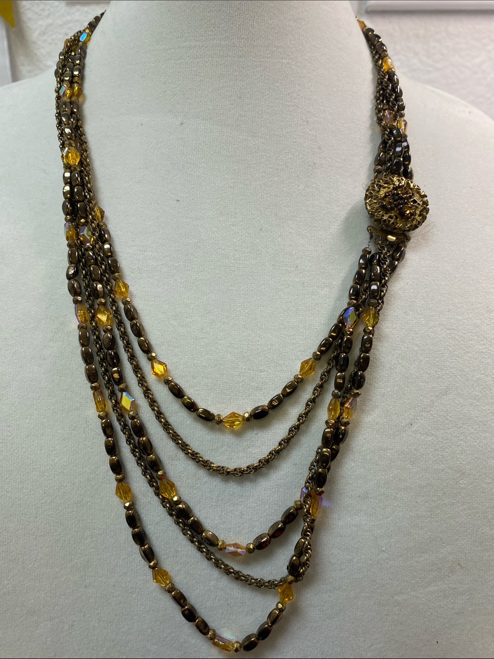 Unsigned Miriam Haskell Layered Multi-Strand glass beaded Beaded Necklace